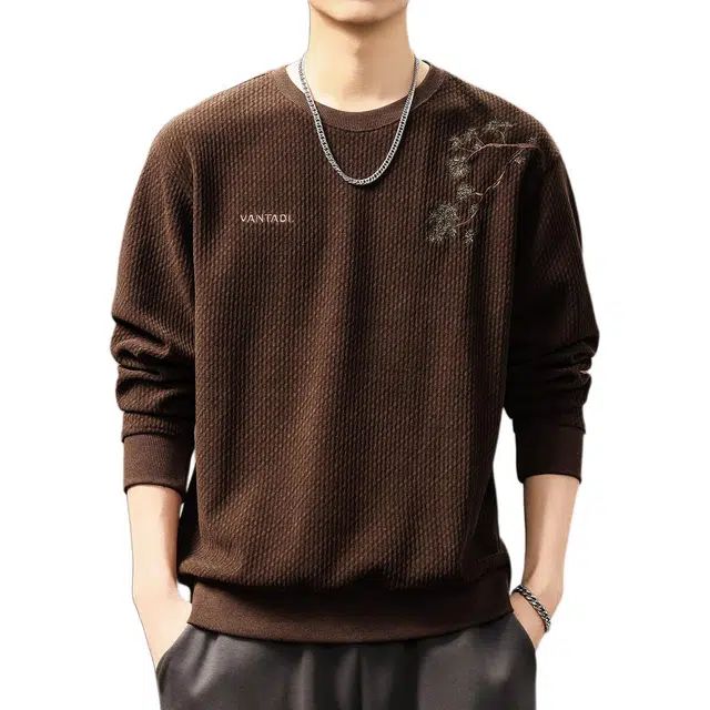 贵色 潮牌复古风重磅长袖时尚百搭刺绣设计感休闲圆领套头卫衣 男女同款