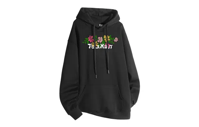 图兰朵 美式复古高街百搭花卉宽松休闲舒适连帽衫学院运动风简约重磅潮流卫衣 男女同款