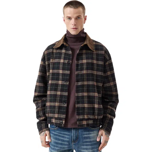 逆腾 宽松复古短款翻领夹克外套 男女同款