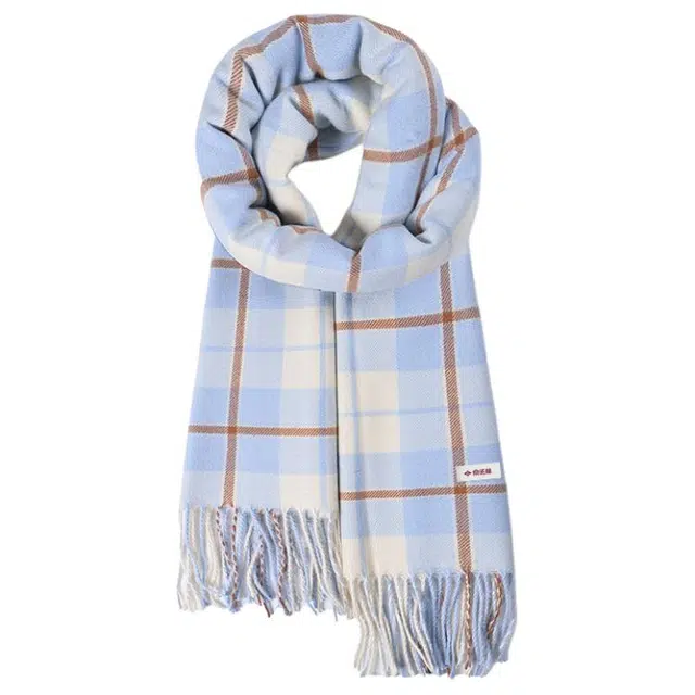 俞兆林 小清新学院风高颜值粗线条格子秋冬季防寒护脖保暖加厚柔软撞色围脖 心动礼盒装 聚酯纤维 绒线围巾 男女同款情侣款