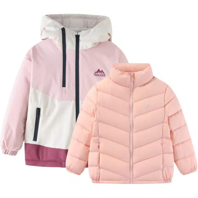 雅鹿羽绒服 三合一连帽拼色拉链长袖保暖耐磨鸭绒 儿童款