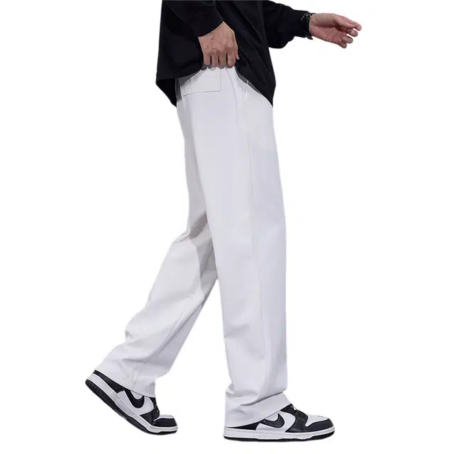 赛瀚 宽松阔腿休闲裤男款春秋高街潮流纯色简约百搭舒适亲肤高级感垂感男装直筒长裤显瘦显高少年学院风日常通勤外穿运动卫裤 男女同款