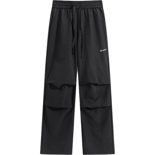 海尔斯 简约百搭美式高街中腰字母印花直筒宽松系带休闲裤 男女同款