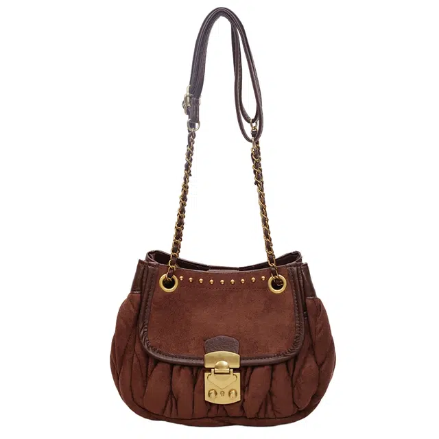 菲姿卓尔 时尚潮流百搭高级褶皱 麂皮 单肩包 常规 女款 多色