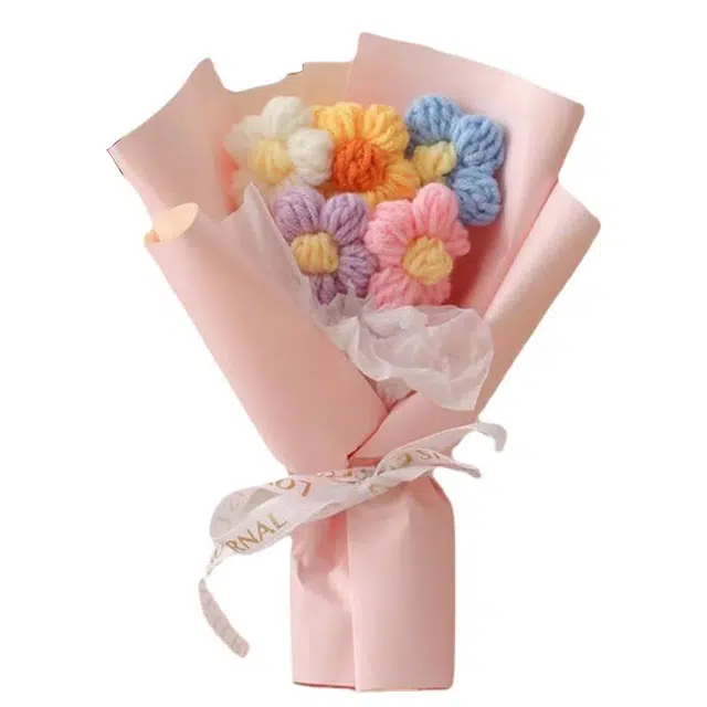 娇宠日记 仿真花 针织毛线小花束 泡芙假花束 其他手工制作