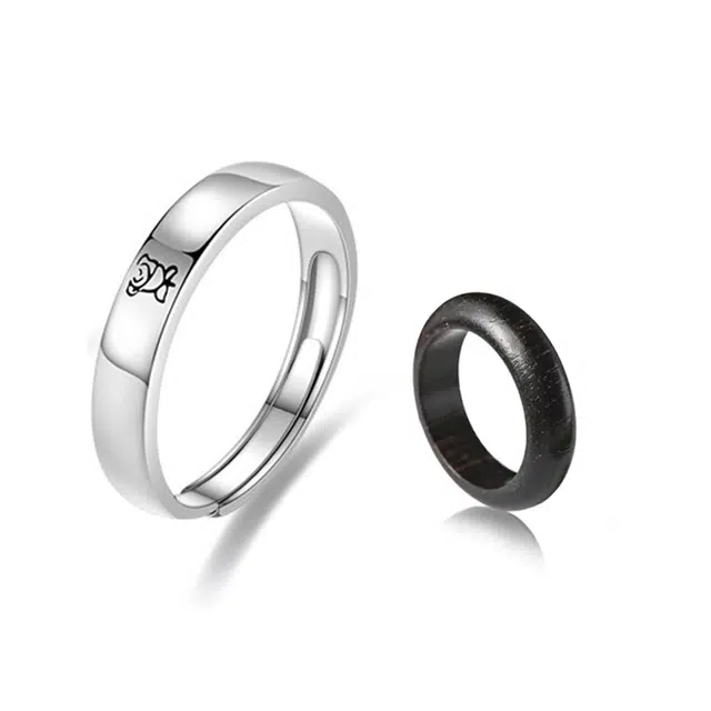 【小王子与玫瑰】 静范 浪漫童话故事简约精致可爱小众百搭日常素圈对戒 甜蜜告白约会伴侣开口可调节#好运 檀木 戒指 男女同款情侣款