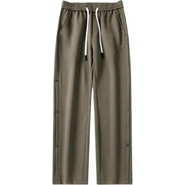 前进牛 美式高街潮牌复古运动学院风假排扣拼接直筒卫裤潮流百搭宽松裤子户外机能长裤休闲裤 男款