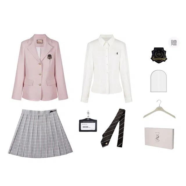 花铃太太 日系徽章西服学院风简约长袖上衣通勤舒适西装套装 女款