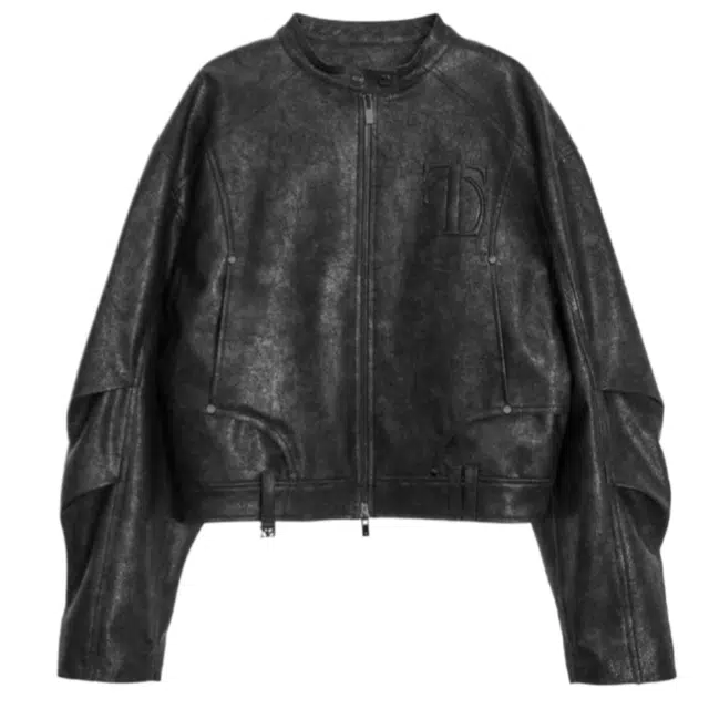 TREEMINGBIRD Moto Cropped Leather Jacket