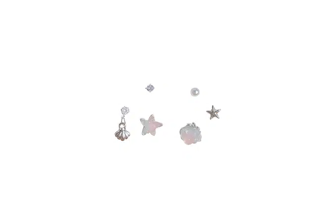迎百宝 海洋星贝套装 海星贝壳渐变设计感度假风个性精致小众俏皮可爱甜美梦幻百搭耳饰 合金 耳钉 男女同款情侣款