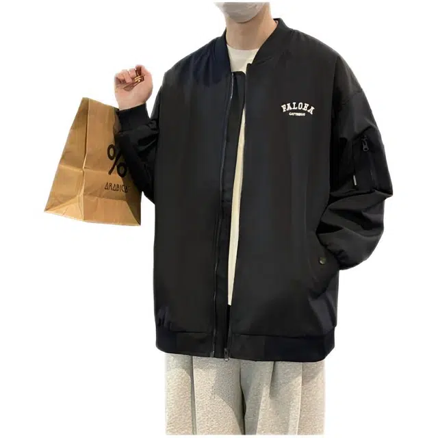 木木兔夹克 潮流时尚秋季男外套 美式复古 情侣装 大码 学生宽松休闲 简约日常通勤百搭 户外防风撞色工装棒球服 青少年