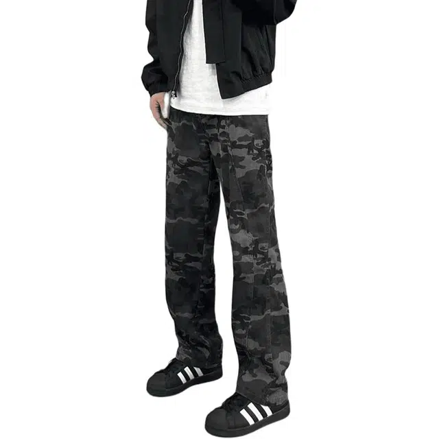 如续 潮牌美式高街直筒休闲工装裤子潮流宽松阔腿百搭舒适个性牛仔裤 男女同款