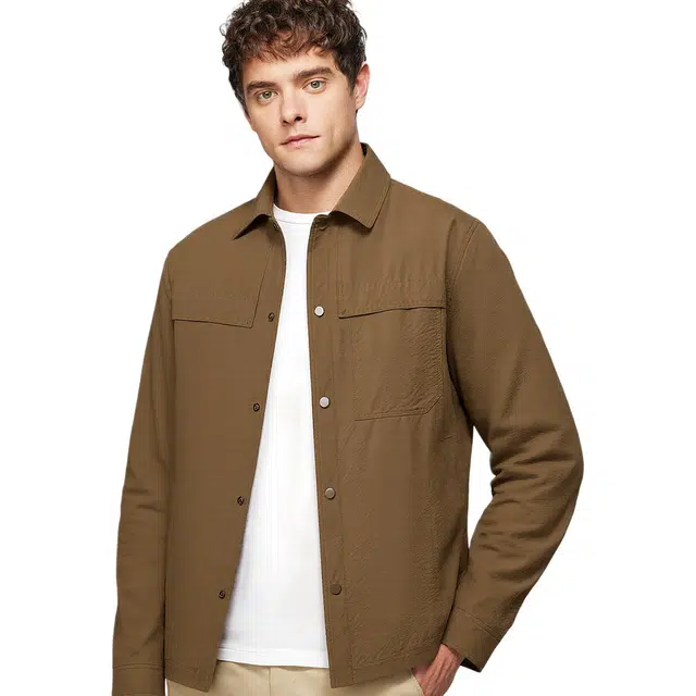 红豆 衬衫式茄克衫内口袋不易皱翻领易打理工装商务通勤外套夹克 男款