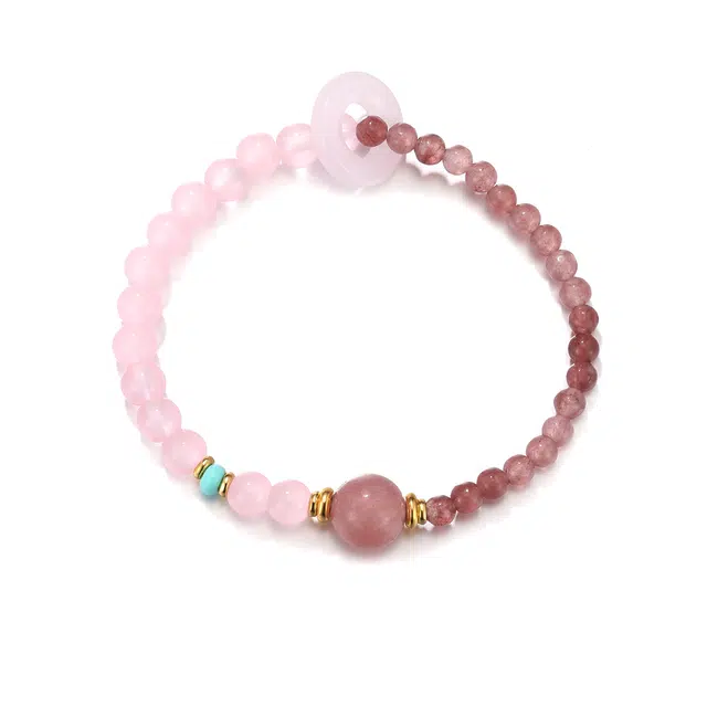 珂里 桃花缘新中式小众温婉甜美手工串珠高级感百搭气质浪漫饰品 琉璃 玉石手串 女款