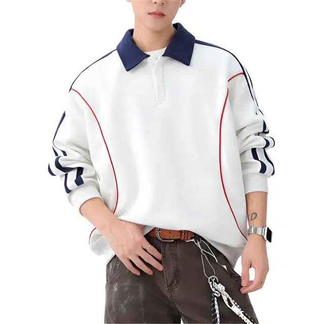 左岸 美式高街百搭休闲潮流上衣设计套头翻领简约个性气质时尚高级感宽松舒适港风潮牌卫衣 男款