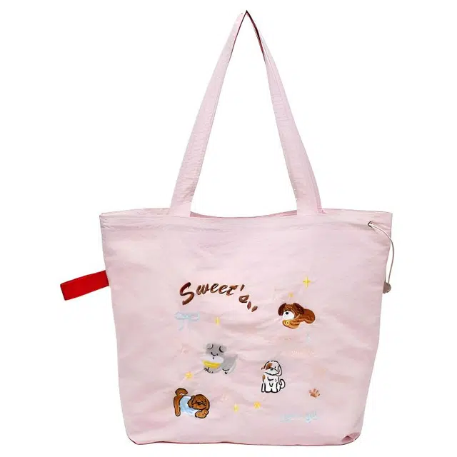 三福 装饰袋波点挎包可爱包包 织物 单肩包 女款 粉色