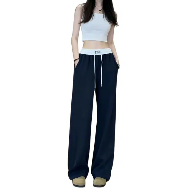 唐启 美式弯刀卫裤秋季高腰健身运动裤子高个子加长直筒休闲裤 男女同款