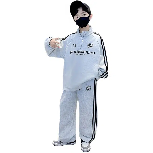 木木兔休闲运动套装 潮流时尚秋季男童衣服 立领帅气卫衣两件套 宽松百搭 舒适柔软 时髦洋气 青少年