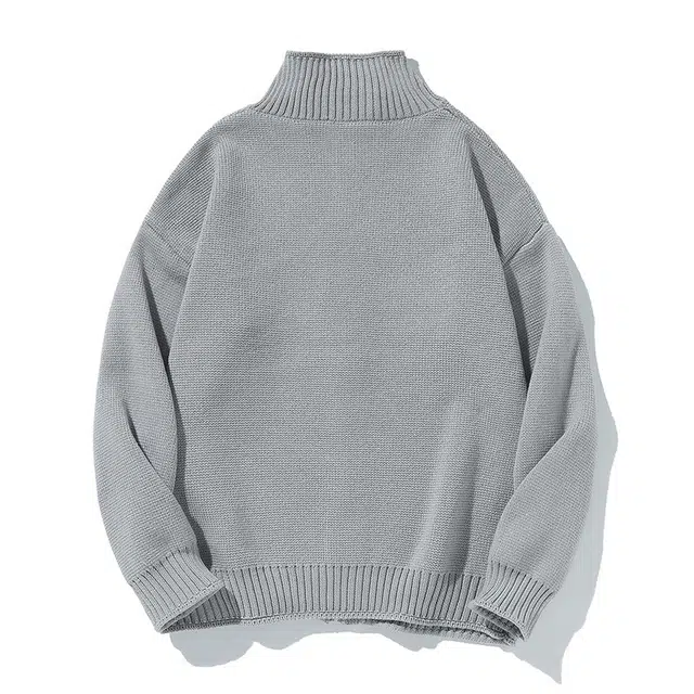 棉基因 拉链开衫春秋季潮牌圆领基础款宽松日系纯色简约时尚男士保暖打底衫慵懒套头上衣韩系百搭情侣款毛衣 男女同款