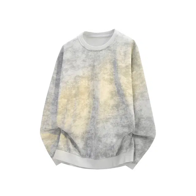 加荣 美式休闲百搭圆领扎染宽松卫衣 男女同款