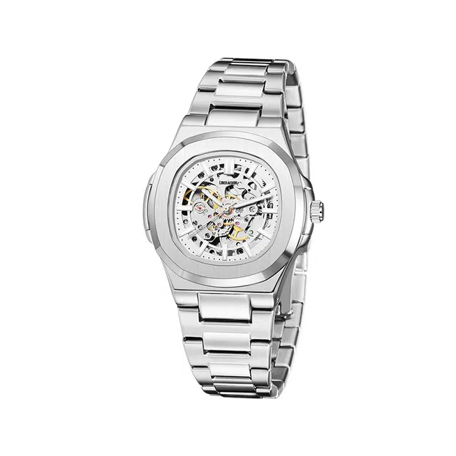 LIBER AEDON Skeleton Silver Dial Steel Bracelet