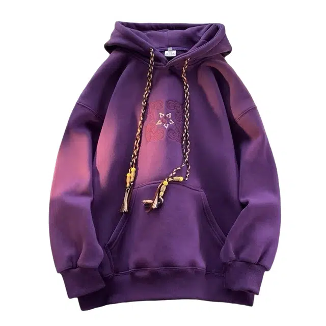 吉姆沃克卫衣 国风印花连帽 秋冬季加绒加厚保暖外套