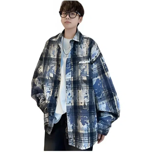 木木兔 美式高街春秋衬衣冬季穿搭秋款韩版轻奢宽松百搭潮流衣服国潮休闲外套秋季长袖青少年潮牌简约上衣衬衫 男款