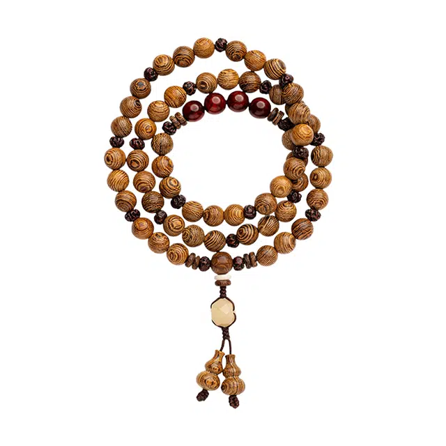 仙园韵 新中式民族风复古设计轻奢百搭招财转运文玩木珠 藏式设计多圈复古盘玩串珠 鸡翅木 木作手串 男女同款情侣款