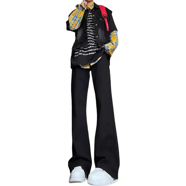 如续 美式复古水洗做旧基础款微喇长裤潮流百搭舒适休闲垂坠感牛仔裤 男女同款