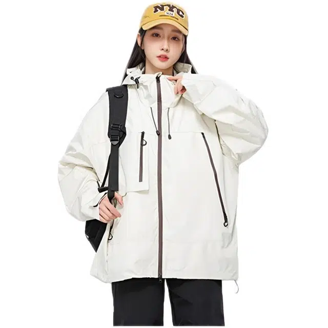 木木兔上装 潮流时尚秋季男外套 情侣装 大码 春秋冲锋衣 学生宽松舒适 户外防风 日常通勤百搭 潮牌工装 青少年