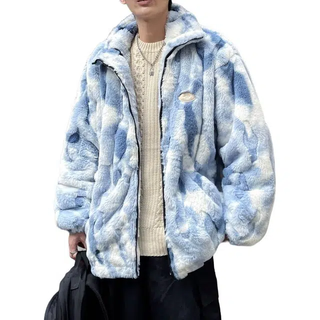 冈哉 港风仿兔毛绒内里冬季毛感拉链开衫百搭长袖慵懒感潮搭垂感氛围感少年感青春柔软舒适外穿绒感外套  男女同款