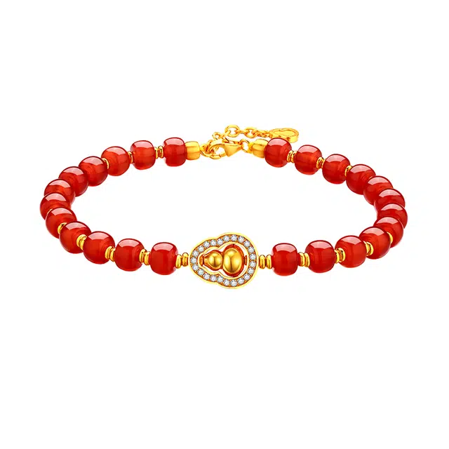 梦金园 新中式国风立体小众设计典雅气质招福瑞 复古轻奢高级感 葫芦藏吉运 福禄生辉#好运 玉髓 手链 女款