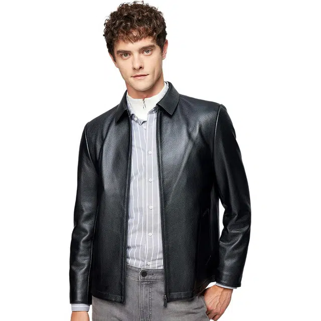 红豆 头层鹿皮真皮防风保暖轻奢高端皮夹克商务休闲秋冬外套皮衣 男款