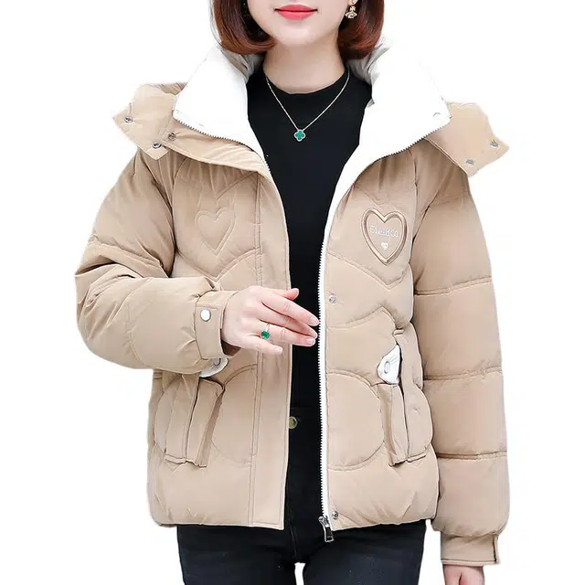 缪斯的诱惑 秋冬拉链开衫立领防风连帽百搭减龄设计休闲时尚加厚保暖舒适宽松外套棉衣棉服 女款