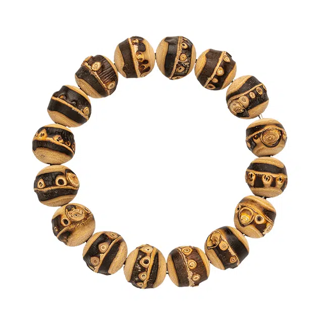 仙园韵 自然紫竹根小众设计时尚潮流转运招财手工打磨复古文艺佛珠文玩把玩磨制饰品 竹木 木作手串 男女同款情侣款