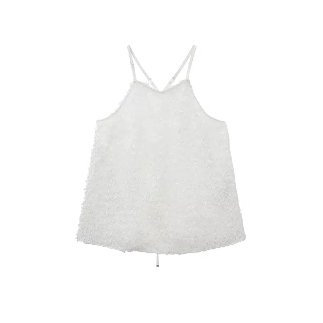 TREEMINGBIRD Feather Fringe Bustier Top