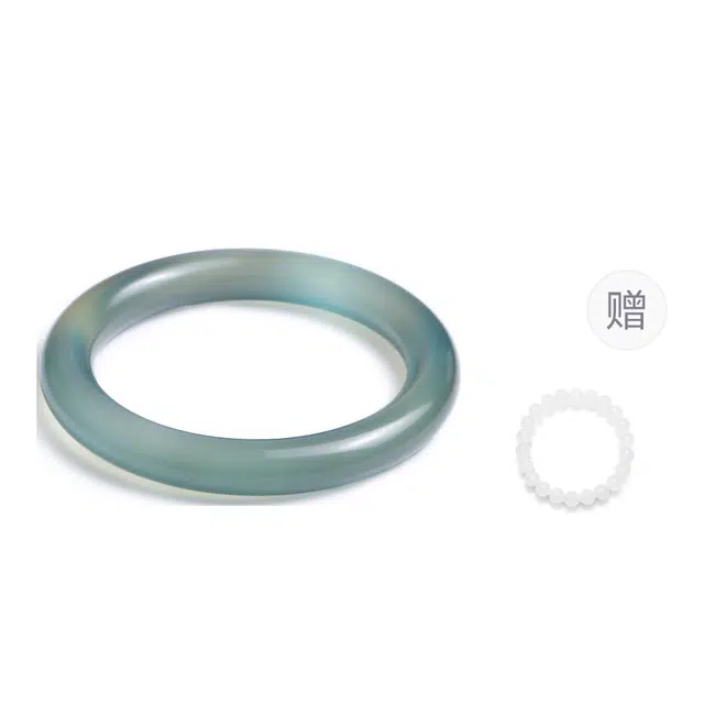 梨云暮雪 真品保证 一物一证（赠白月光手串）冰润百搭库里蓝胖圆条  新中式 国风国潮  旗袍汉服 气质百搭 玉髓 手镯 女款