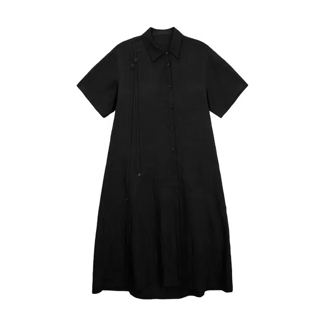 TREEMINGBIRD Double Strap Asymmetrical Collar Long Shirt