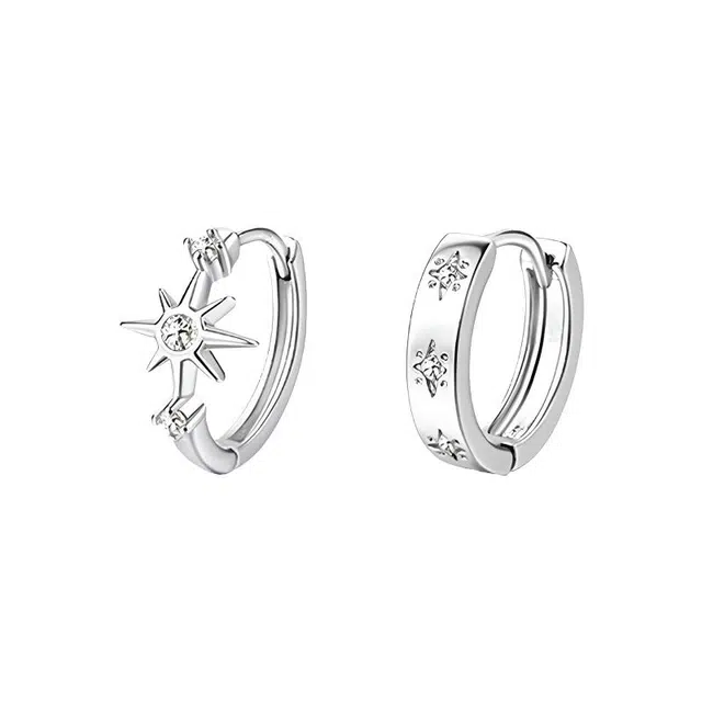 韵系 个性简约不对称六芒星 铜镀金 耳环 女款