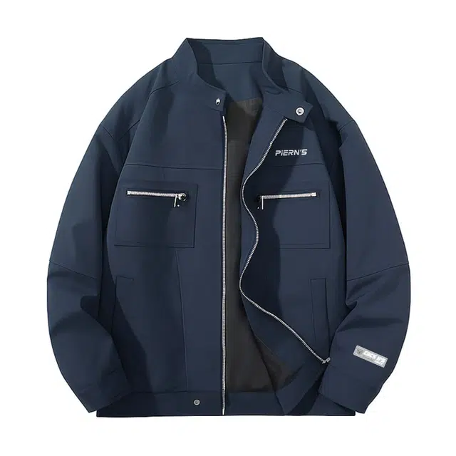 草本初色 美式高街复古潮牌字母设计感户外拼接百搭潮流宽松休闲长袖金属拉链学院风飞行员夹克 男女同款