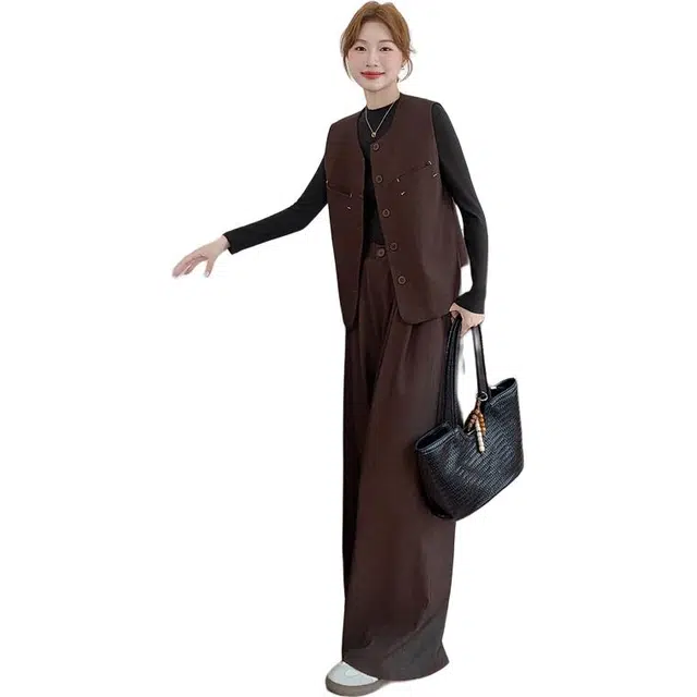 稻草人 经典舒适高级感时尚显瘦显高气质休闲套装 女款