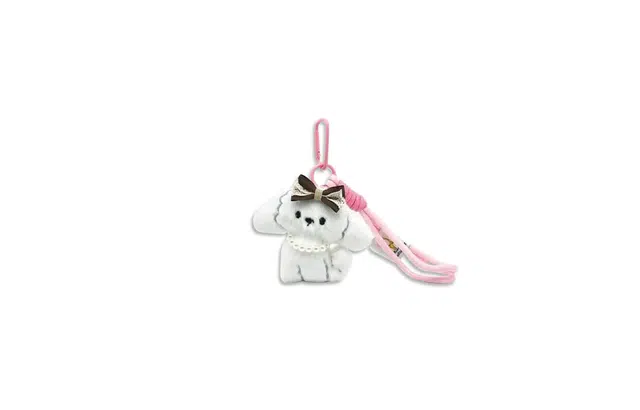 尚银福 时尚软萌可爱卡通蝴蝶结小狗 公仔治愈系创意设计 潮流时尚个性轻奢高级感包包书包挂饰日常通勤百搭 毛绒 挂件 男女同款情侣款