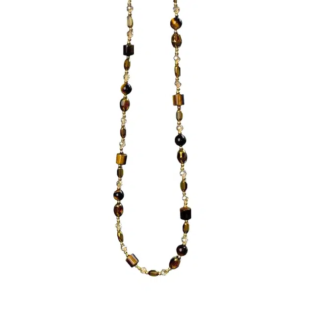 韵系 精致复古咖色串珠 铜镀金 项链 女款