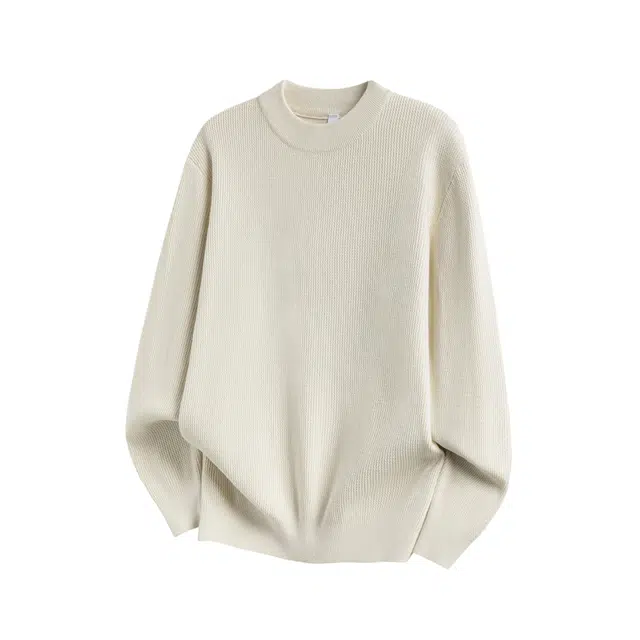 瑞梵帝斯 早秋必备穿搭 高端轻奢保暖舒适柔软简约耐穿抗菌休闲经典百搭内搭圆领打底衫轻便纯色显瘦套头多色针织衫卫衣 男款