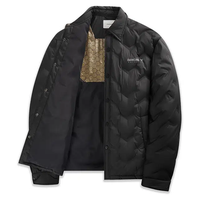 与狼共舞 石墨烯背暖蓄热科技 高充绒时尚绗缝轻暖舒适户外通勤翻领羽绒服 男款