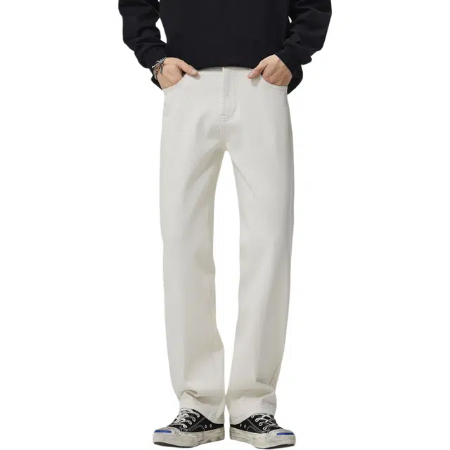 帝狼牛  美式高街舒适百搭基础款宽松直筒垂感潮流阔腿水洗做旧简约 牛仔裤 男女同款