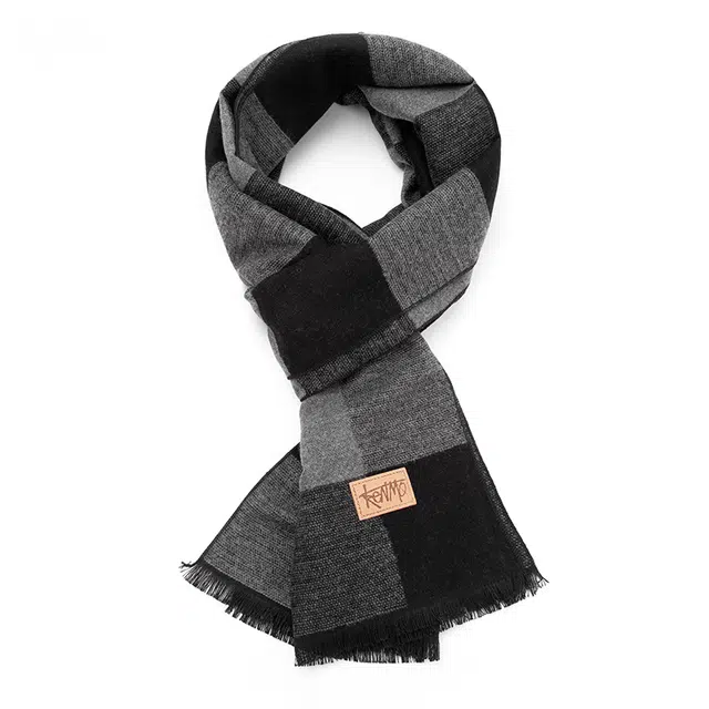 肯默 仿羊绒格子拼色复古英伦风 聚酯纤维 绒线围巾 男女同款情侣款