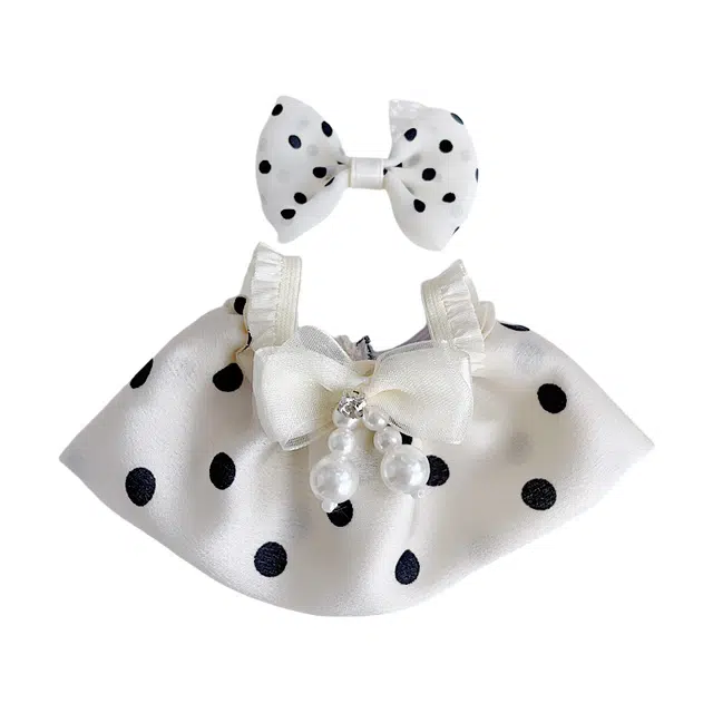 图米鱼 波点裙套装 黑色白色斑点吊带裙 娃衣着替