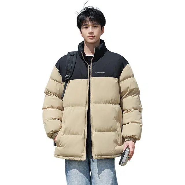 太子龍 美式潮流时尚立领纯色棉衣休闲外套加绒加厚保暖棉服 男女同款