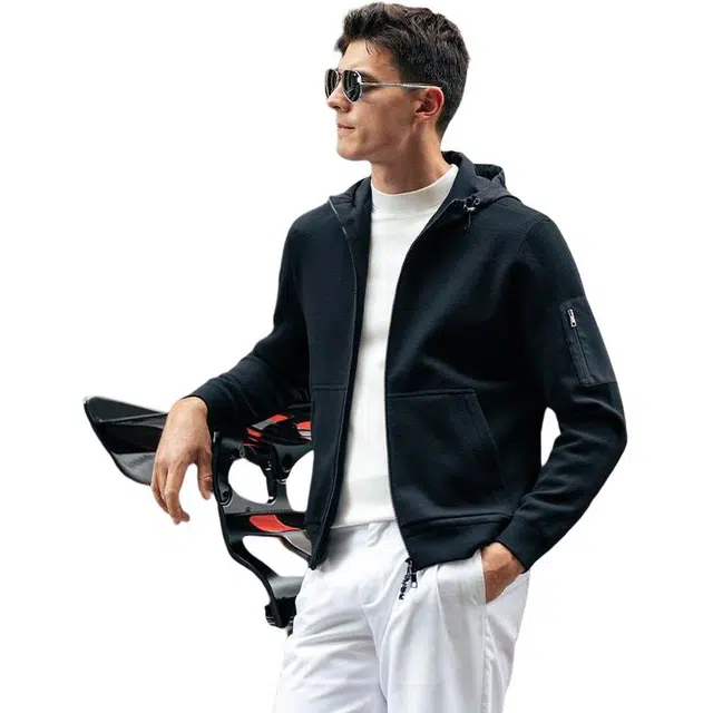 布先生 纯色减龄连帽外套常规现代风防风保暖夹克 男款